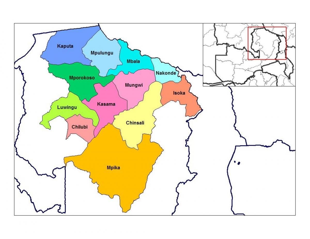 Mapa da provincia do norte Zambia