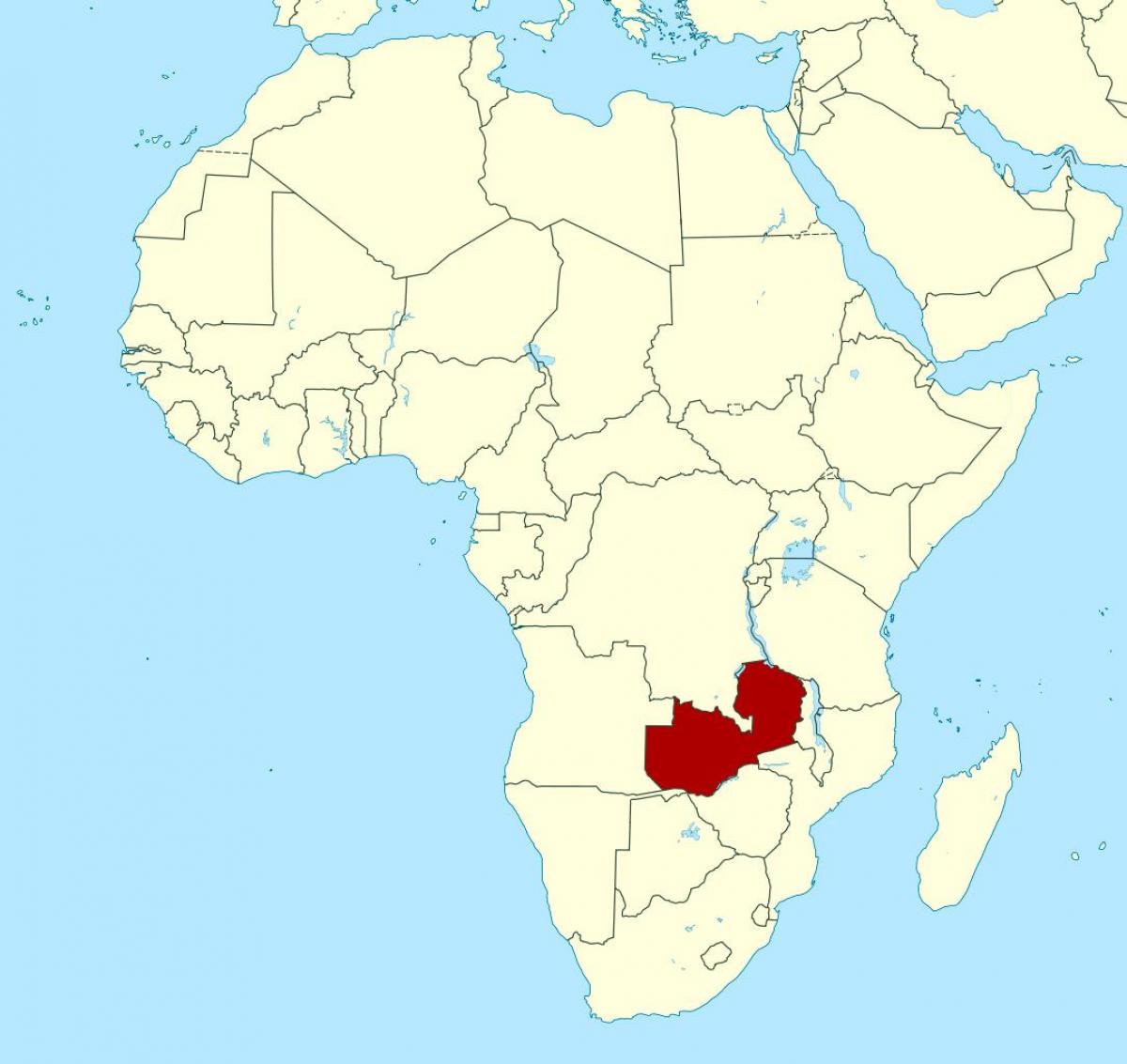 Mapa de Zambia localización no mundo