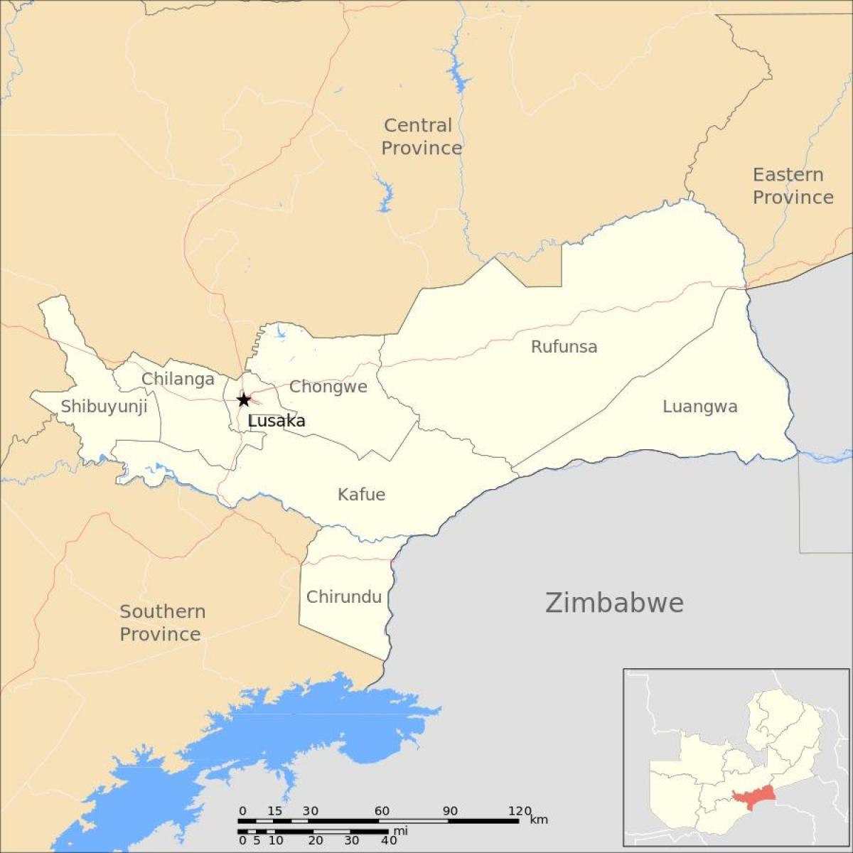 Mapa de lusaka Zambia