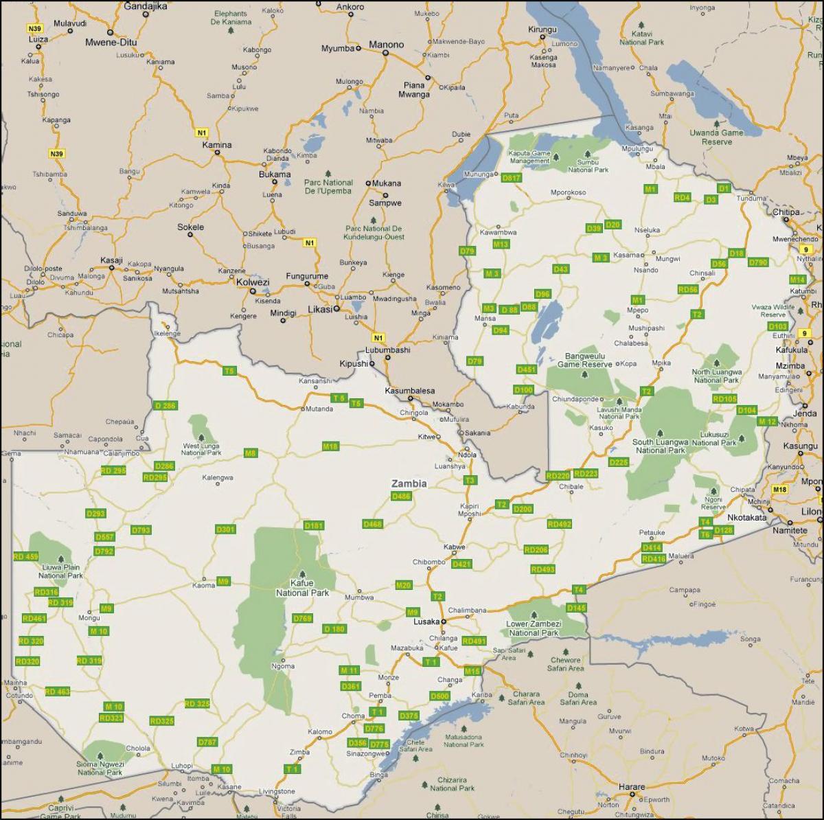 Mapa detallado Zambia