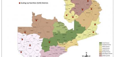 Zambia distritos actualizado mapa